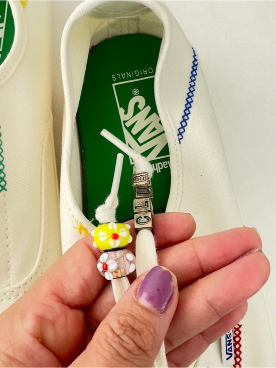 Madhappy  Cream Canvas Sneakers with Multicolor Embroidery Size: 12 - Picture 7 of 11